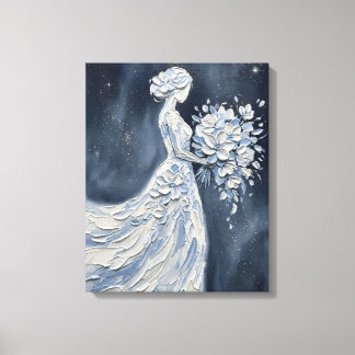 Impasto Floral Braut mit Regenschirm Leinwanddruck
