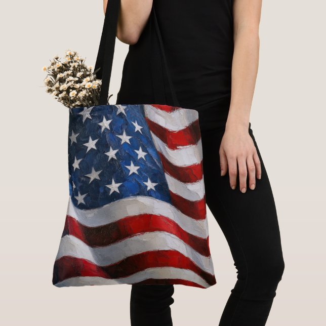 Impasto gemalte amerikanische Flagge (Von Nahem)