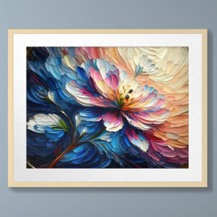 Impasto Malerei Abstrakte Blume Poster