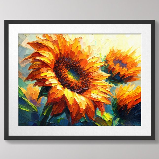 Impasto-Malerei auf Sonnenblumen Poster (Von Creator hochgeladen)