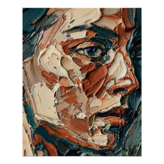 Impasto Oil Painting Textured Portrait Art Print Poster