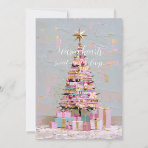 Impasto-Rosa-und-Gold-Weihnachtsbaum Einladung