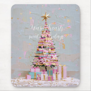 Impasto-Rosa-und-Gold-Weihnachtsbaum Mousepad