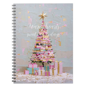 Impasto-Rosa-und-Gold-Weihnachtsbaum Notizblock