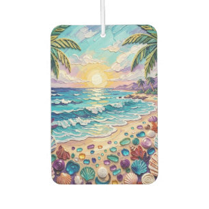 Impasto-Strand und Meerwasserglas-Sonnenuntergang Autolufterfrischer