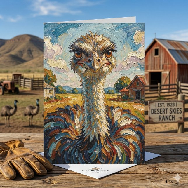 Impasto-Strauß auf einer Ranch | Geburtstag Karte (Von Creator hochgeladen)