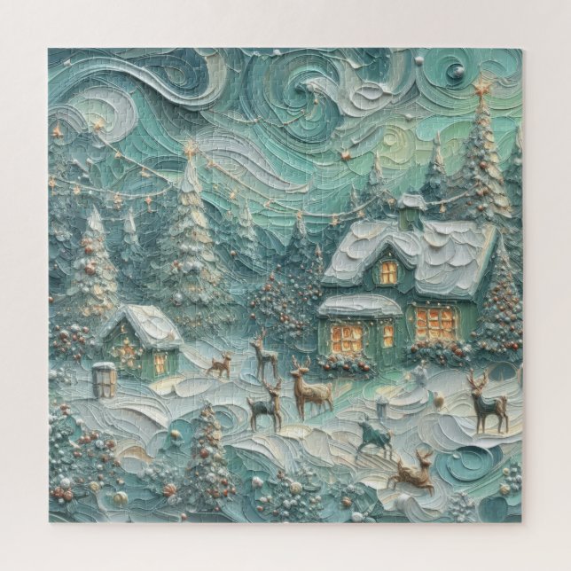 Impasto Weihnachtsmotif Holiday Whimsy Green Puzzle (Vertikal)