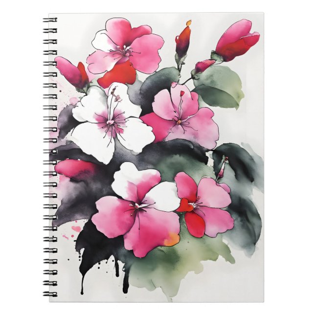 Impatiens - Aquarellblumen Notizblock (Vorderseite)