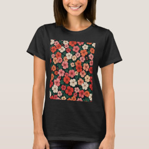 Impatiens Blume Hintergrund Retro Style Illustrati T-Shirt