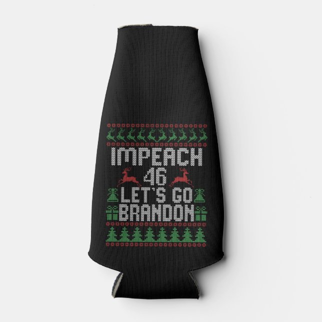 Impeach 46 Let's Go Brandon Ugly Christmas Sweater Flaschenkühler (Vorderseite)