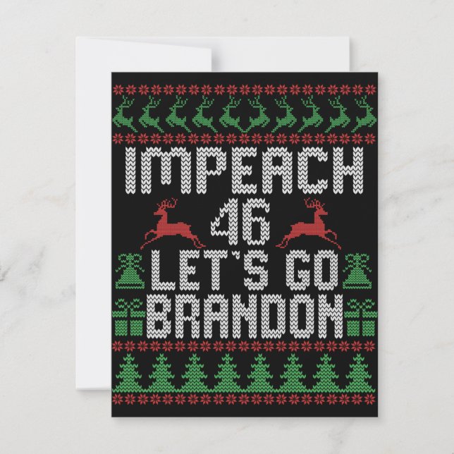 Impeach 46 Let's Go Brandon Ugly Christmas Sweater Mitteilungskarte (Vorderseite)