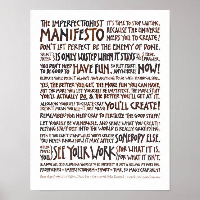 Imperfektionist Manifesto Poster - Walnut Ink (Vorne)
