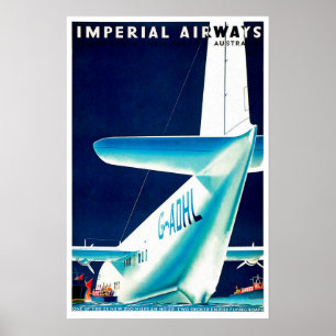 Imperial Airways Airlines Vintage Reiseplakat Poster