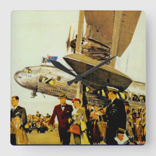 Imperial Airways Arrival Quadratische Wanduhr