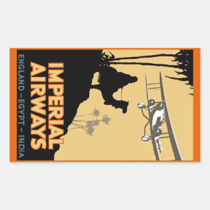 Imperial Airways ~ England - Ägypten - Indien Rechteckiger Aufkleber