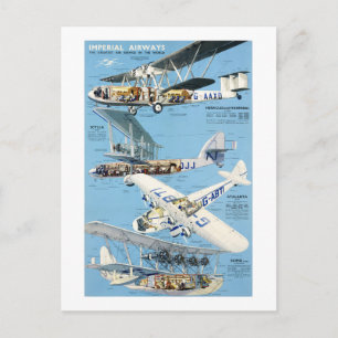 Imperial Airways Flugzeuge England Vintage Poster Postkarte