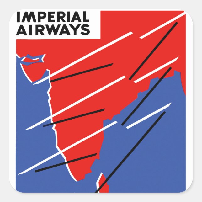 Imperial Airways ~ Indien Quadratischer Aufkleber (Vorderseite)