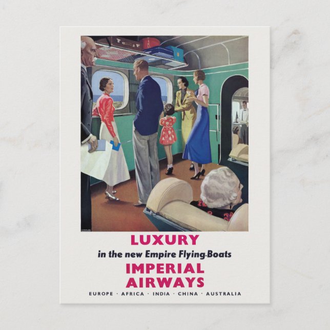 Imperial Airways Vintage Poster 1936 Postkarte (Vorderseite)
