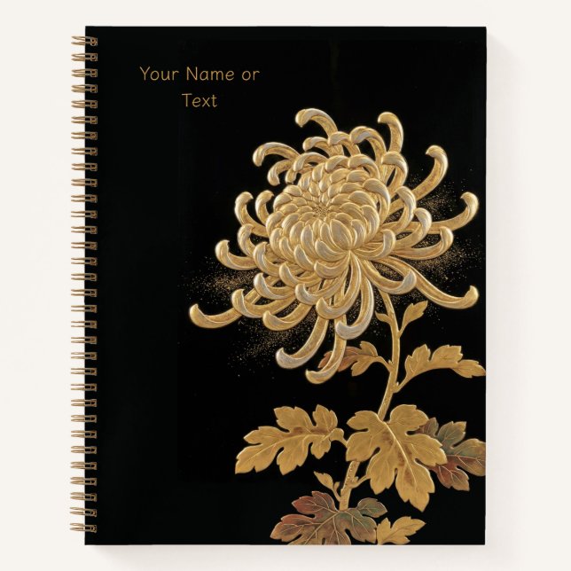 Imperial Gold: Das Chrysanthemen-Maki-e-Muster Notizbuch (Vorderseite)