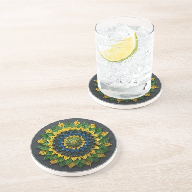 Imperial Solar Leaf Mandala Luxury Keychain - Emer Getränkeuntersetzer (Seite)