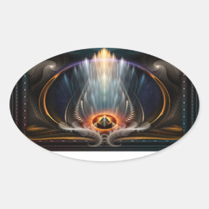Imperial View Fraktal Art Oval Aufkleber