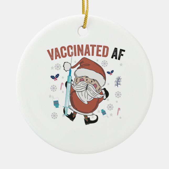 Impfstoff af Funny Christmas Impfstoff Santa Keramik Ornament (Vorne)