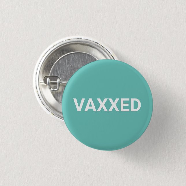 Impfstoff-aquamarin-weiße Button-Taste Button (Vorne & Hinten)