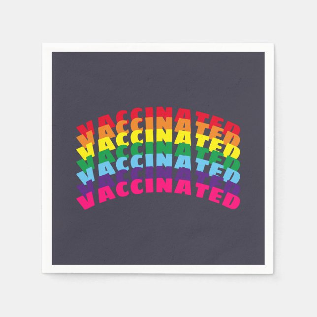 Impfstoff mit Regenbogen, dunkelblaues Papier Serviette (Vorderseite)