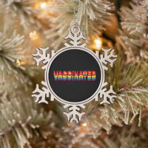 Impfstoff-Stolz-Regenbogenfarben schwarz Schneeflocken Zinn-Ornament