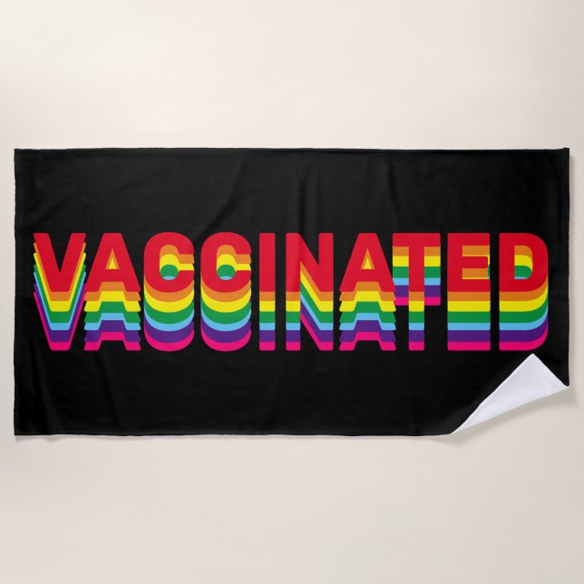 Impfstoff-Stolz-Regenbogenfarben schwarz Strandtuch (Vorderseite)