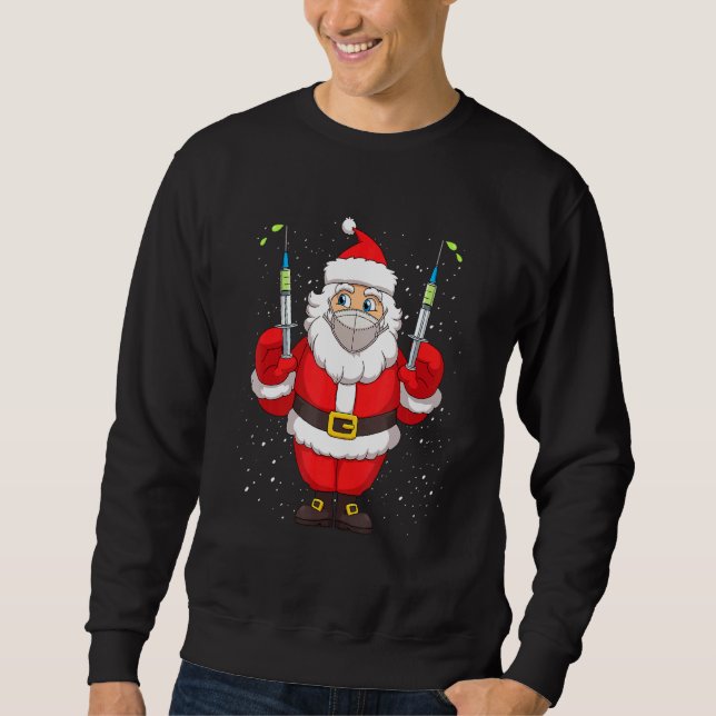 Impfte Weihnachtsmann im Gesicht Maske Merry Chris Sweatshirt (Vorderseite)