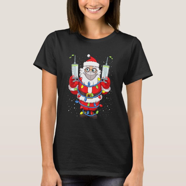 Impfte Weihnachtsmann im Gesicht Maske Weihnachtsb T-Shirt (Vorderseite)