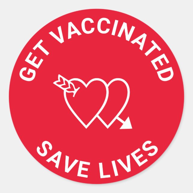 Impfung rette rote, weiße Herzen Runder Aufkleber (Vorderseite)