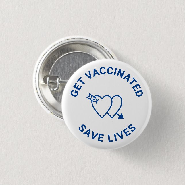 Impfungen rett lebt blauweiße Herzen Button (Vorne & Hinten)