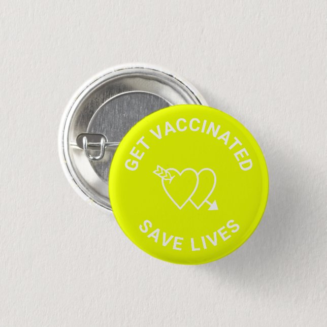 Impfungen rett lebt chartreuse grüne Herzen Button (Vorne & Hinten)