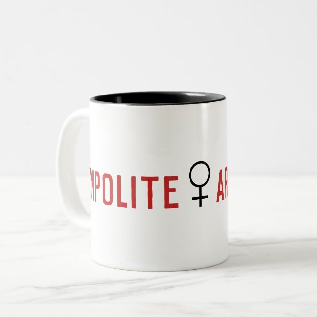 Impolite Arrogant Frauensymbol Zweifarbige Tasse (Vorderseite Links)