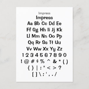 Impress - Zazzle-Schriftart-Mustervorlage Postkarte