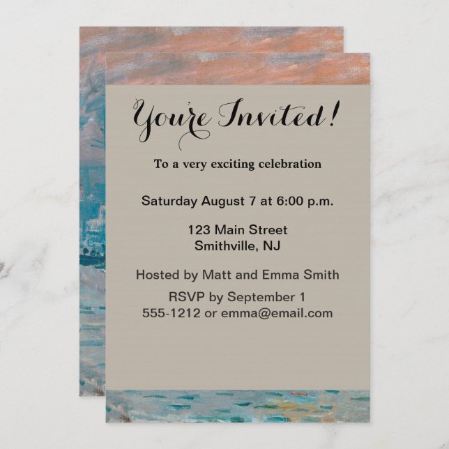 Impression Sunrise claude monet impressionist Einladung (Vorne/Hinten)