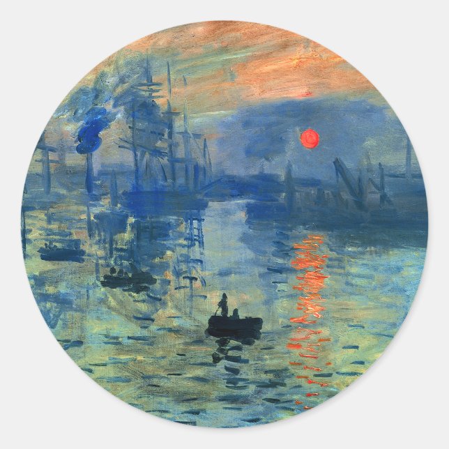 Impression Sunrise, Soleil Levant, Claude Monet Runder Aufkleber (Vorderseite)