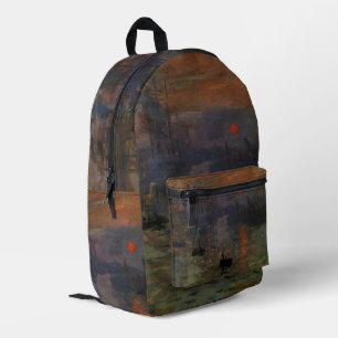 Impression Sunrise von Claude Monet, Vintage Art Bedruckter Rucksack
