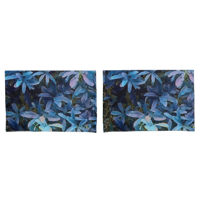 Impression von blauen Blätter Kissenbezug (Vorderseite-Set)