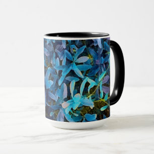 Impression von blauen Blätter Tasse