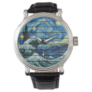 IMPRESSIONISM STERNENNACHT WELLE VON KANAGAWA KUNS ARMBANDUHR