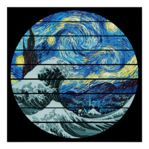 IMPRESSIONISM STERNENNACHT WELLE VON KANAGAWA KUNS POSTER