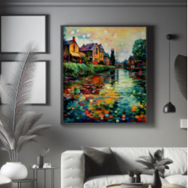 Impressionismus der Fluss Bank Fotodruck