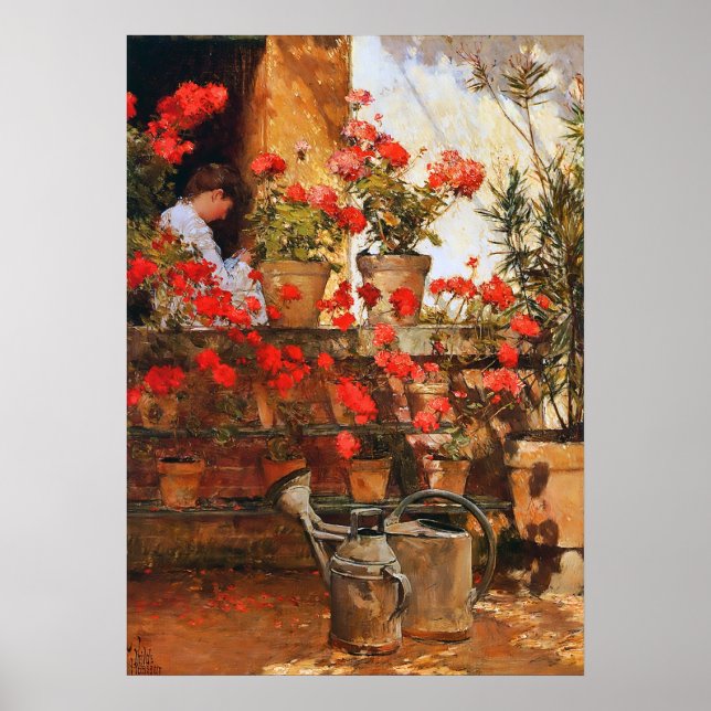 Impressionismus in Red Geraniums Poster (Vorne)