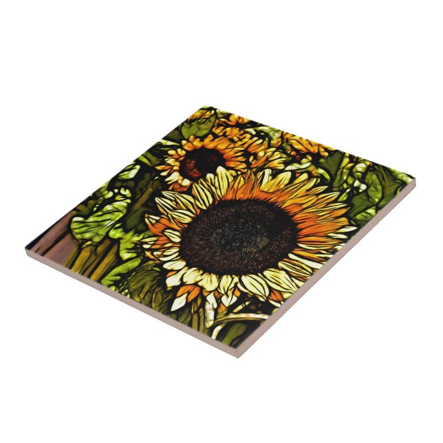 Impressionismus Malerei Land gelbe Sonnenblume Fliese (Seite)
