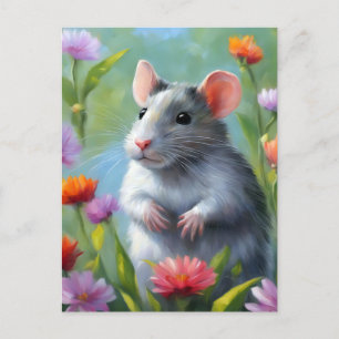 Impressionismus Schönheit farbenfrohe Ratte Postkarte