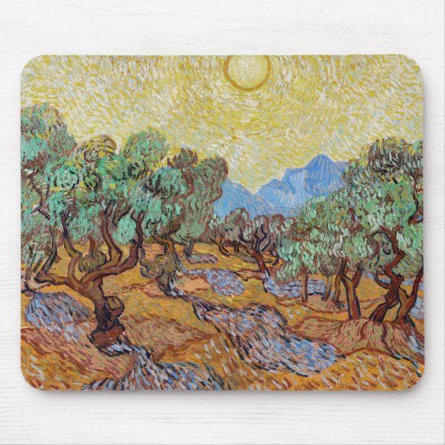 Impressionismus Vincent Van Gogh Olivenbäume Berüh Mousepad (Vorne)