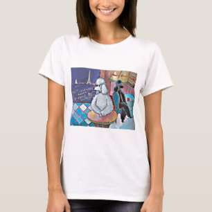 Impressionist Art Poodles Paris Café Tee Shirt